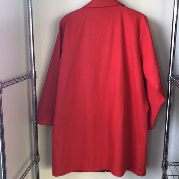 Eileen Fisher Red Trench Coat with Notched Lapels - Picture 6 of 12